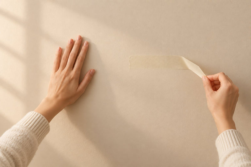 Deux essais : passer la main sur le mur, puis coller et arracher un ruban adhésif